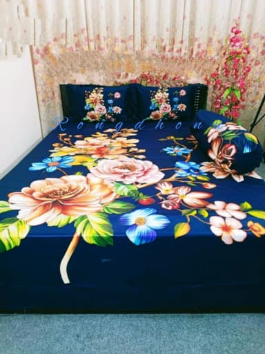 Upgrade Your Bedding Setup with Luxury Cotton King Size Twill Panel Bedsheet 7 5x8 5 ft Set and 2 Pillow Covers
