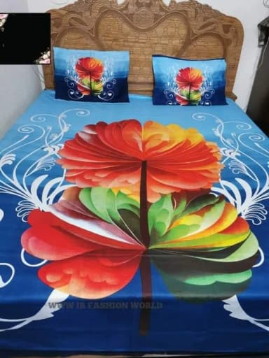 Eid collection luxury cotton double size twill panel bed sheet size 7 5 8 5 King size with two pillow cover