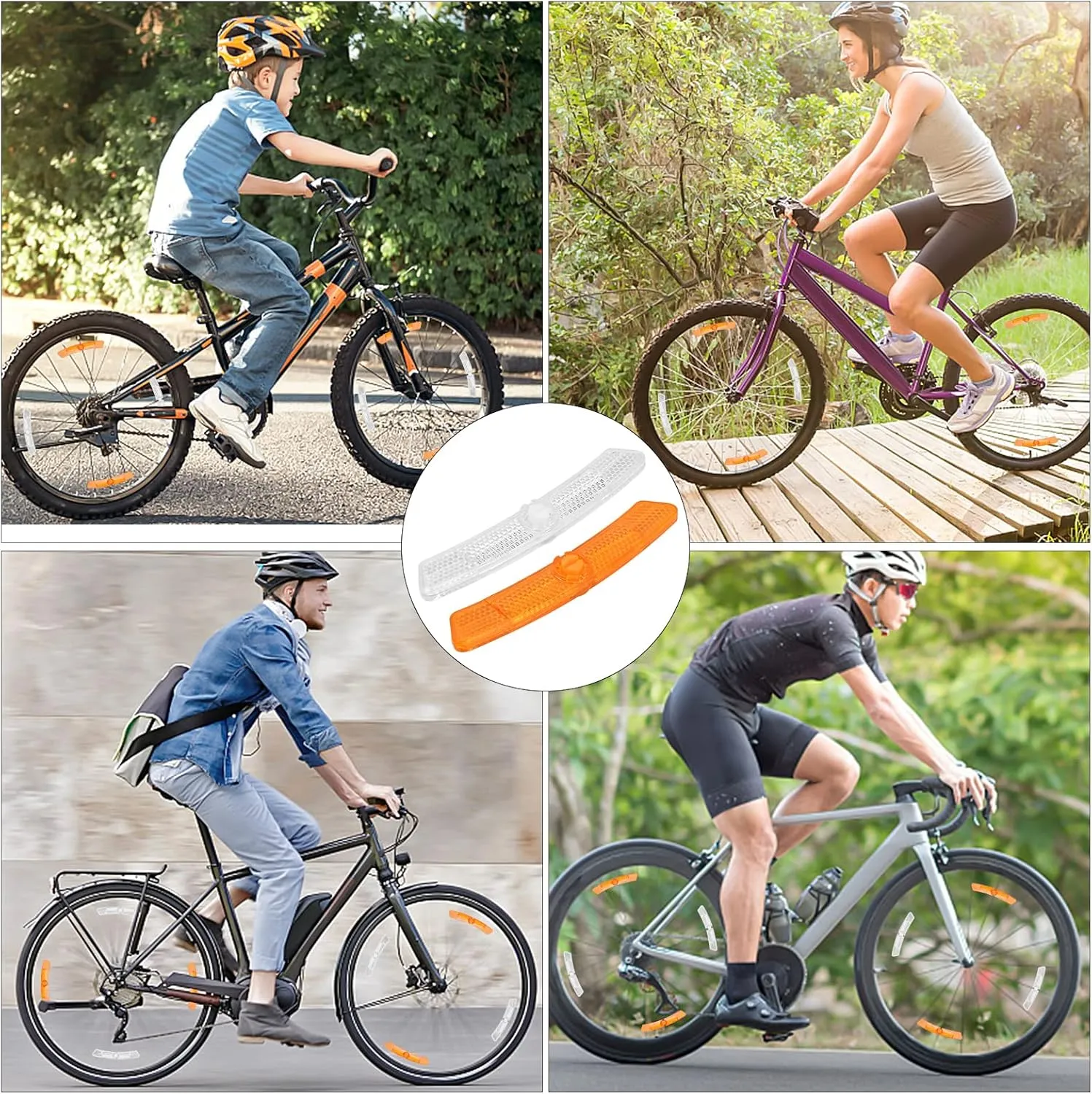 4 Pieces Bike Wheel Spoke Reflectors Orange Bike Reflectors Wheel Spoke Reflectors White Bike Spoke Reflectors Bicycle Safety Reflectors thumbnail 4