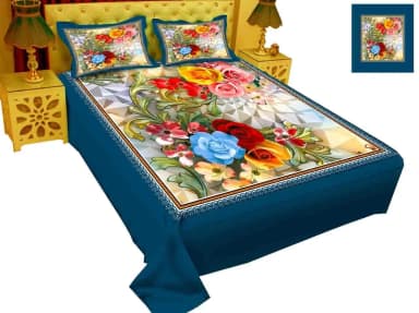 King size luxury panel bed sheet with two pillow cover size 7 5 8 3 feet King size