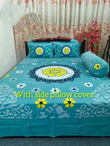 King size luxury panel bed sheet with two pillow cover size 7 5 8 3 feet King size
