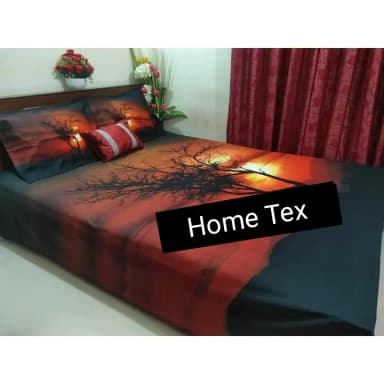cotton double size twill panel home Tex bed sheet size 7 5 8 5 feet King size with two pillow cover