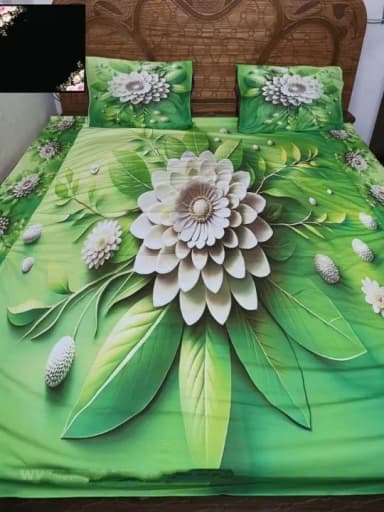 100 Waterproof 3D priment bed sheet with two pillow cover 75 85 double size