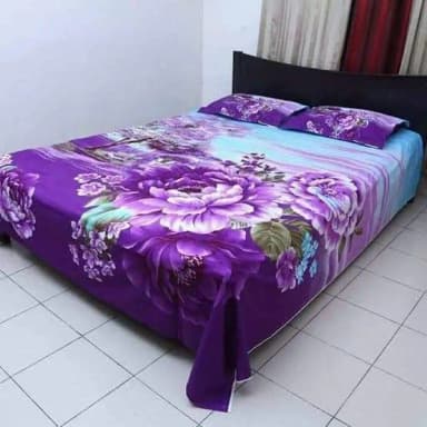 Panel Collection I Cotton Double Size Twill Panel Bedsheet with Matching Two Pillow Covers 7 5 X 8 Feet Multicolor Elegance