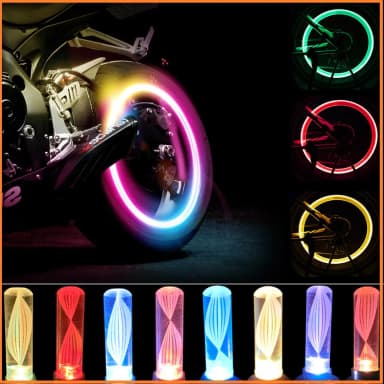 Bike Motorcycle Cycling LED 1 Pair Rainbow RGB Color Bike Wheel Tire Light