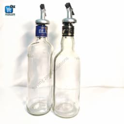375ml Crystal Clear Square Shaped Glass Oil Dispenser Bottle with Lever Release Stopper Snap Flip Top Lid Bottle for Olive Oil Vinegar Thumbnail 2
