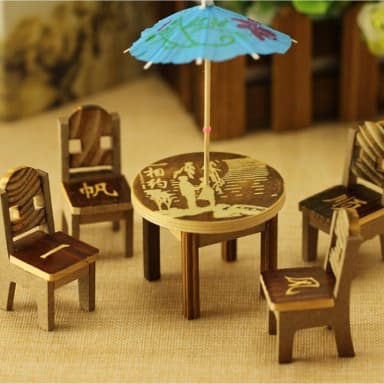 showpiece Chair Set includes 4 chairs 1 table and 1 umbrella home decoration item