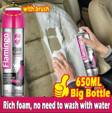 Flamingo Multi Purpose Foam Cleaner With Brush 650 Ml Household Kitchen Bathroom Cleaner Foam Spray Glass Cleaner