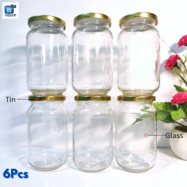 500 ml 6 Piece Fully Airtight Glass Jar Set for Kitchen Dining High Quality Glass Containers with Long Lasting Steel Lids