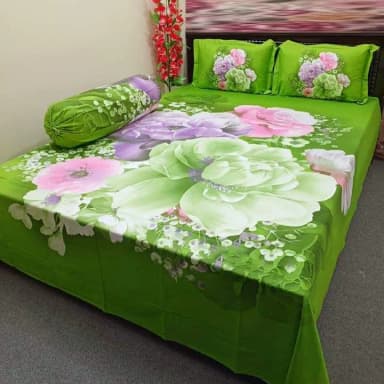 soft and comfortable cotton king size panel bed sheet with two pillow cover size 7 5 8 5 feet King size