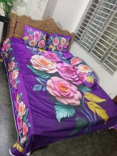 100 Waterproof 3D priment bed shet with two pillow cover size 75 85 double size
