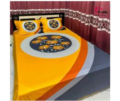 New Single Flower Double Size Panel Bed Sheet With Two Matching Design Pillow Covers For Big Bed Size 7 5 8 5 Feet