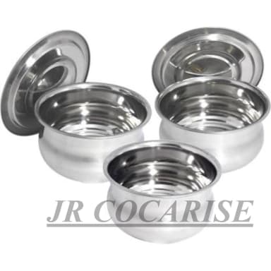 Stainless Steel Hari Induction Friendly Hari Set with Lid Cooking Mini Hari 1000 ml Steel Pack of 3