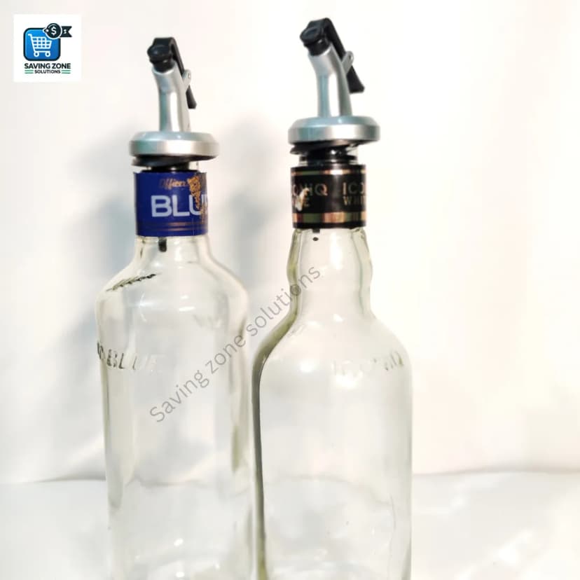 Image of 375ml Crystal Clear Square Shaped Glass Oil Dispenser Bottle with Lever Release Stopper Snap Flip Top Lid Bottle for Olive Oil Vinegar