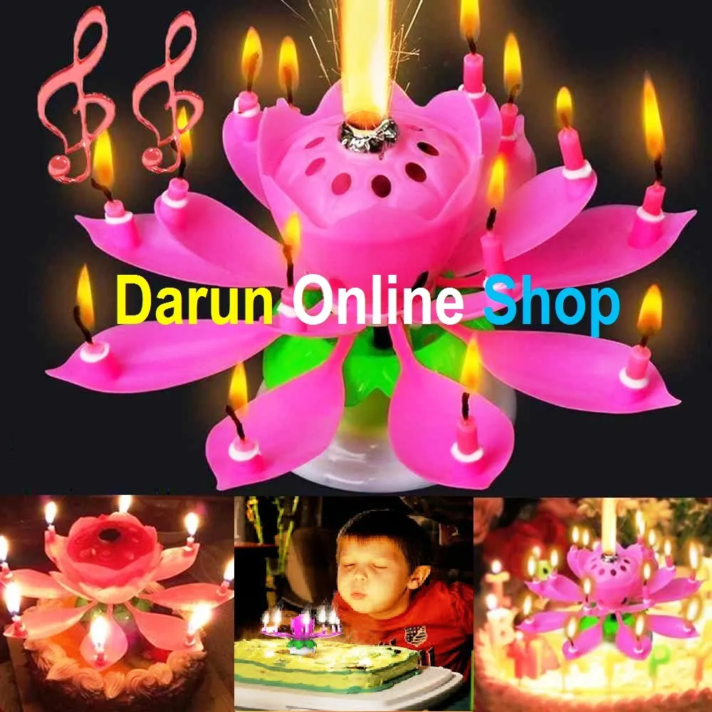Romantic Happy Birthday Music Play Lotus Candle Magic Musical Candle Flower Special For Birthday Multicolor 1