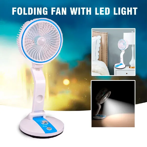 Rechargeable Mini 360 Degree Folding Table Lamp Built In Battery Desktop Fan Desk Light USB Rechargeable Folding Fan with LED Light 7