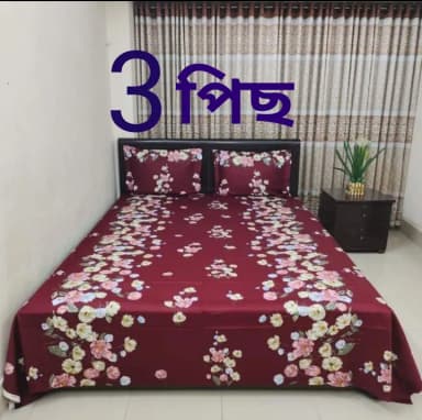 luxury panel cotton double size twill panel bed sheet size 7 8 feet King size with two pillow cover