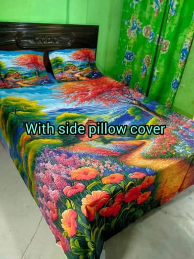 King size luxury panel bed sheet with two pillow cover size 7 5 8 3 feet King size