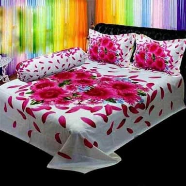 New collection luxury cotton double size twill panel bed sheet size 7 5 8 5 King size with two pillow cover
