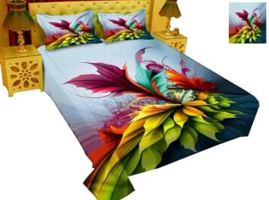luxury panel cotton double size twill panel bed sheet size 7 4 8 3 feet King size with two pillow cover