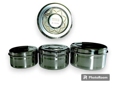Stainless Steel 4 Pieces Storage Set With Stainless Steel Lid Pack of 4 Silver box