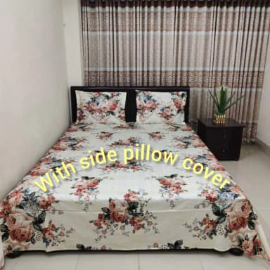 Tuwil luxury panel cotton double size twill panel bed sheet size 7 8 feet King size A with two pillow cover