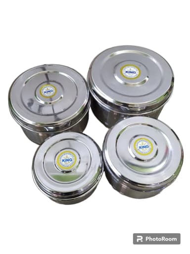 Stainless Steel Lid High Grade Stainless Steel 250 ml 350 ml 500 ml 750 ml Steel Grocery Container Pack of 4 Silver box2