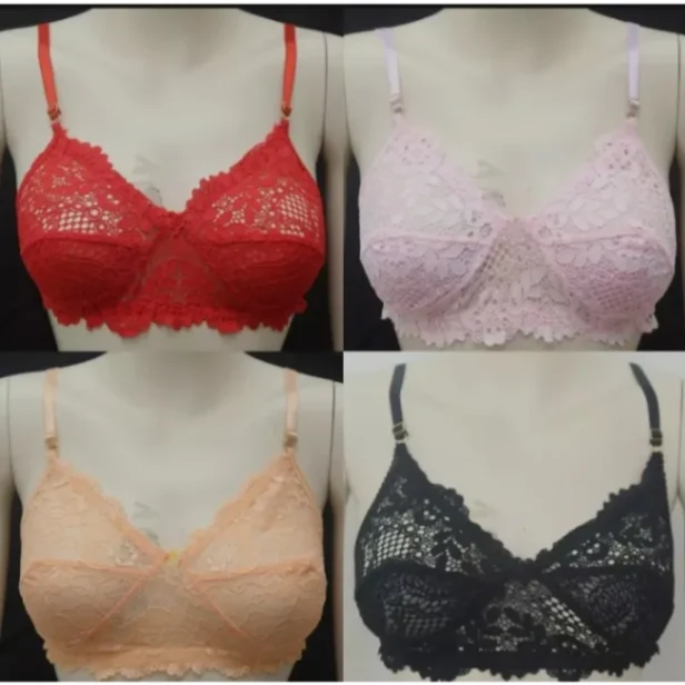 Stylish Shameless Lace Net Bra Lightweight and Comfortable Lace Bra - 4 Piece 1