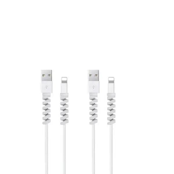 5pcs Spiral Cable protector Data Line Silicone Bobbin winder Protective For all USB Charging earphone & white colour 1