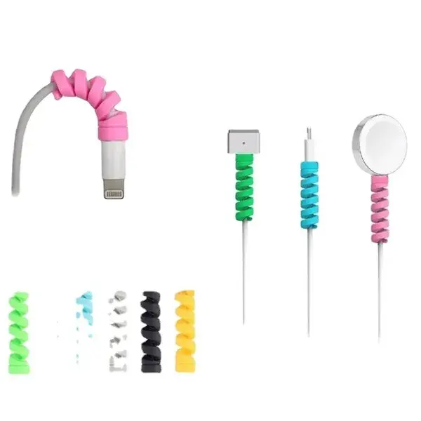 5 pcs Spiral Cable protector Data Line Silicone Bobbin winder Protective For all USB Charging earphone good quality 1