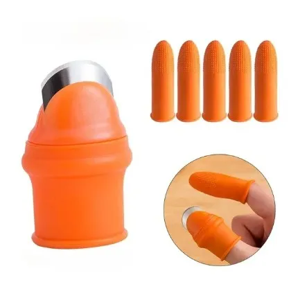 Silicone Thumb cutter + 5 Pieces Finger Protector Cutting Gears Vegetable Picking Nipping Plant Leaf Scissors Garden Gloves 1