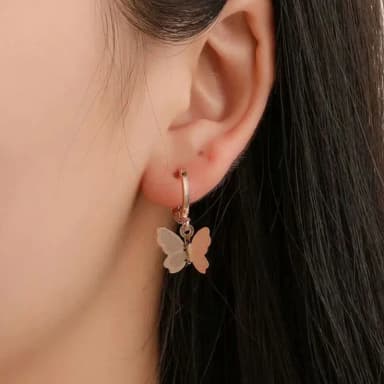 Trendy Butterfly Earring Charm Vintage Frosted Butterfly Hoop Huggie Earring Gold Color Small Round Hoop Earring Ear Jewelry