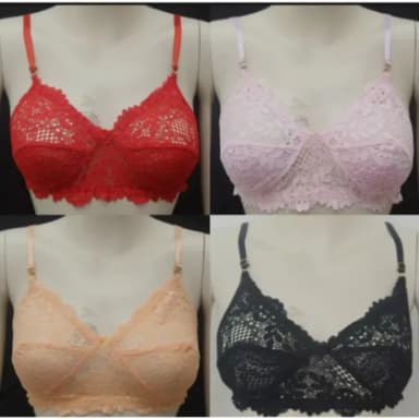 Stylish Shameless Lace Net Bra Lightweight and Comfortable Lace Bra - 4 Piece