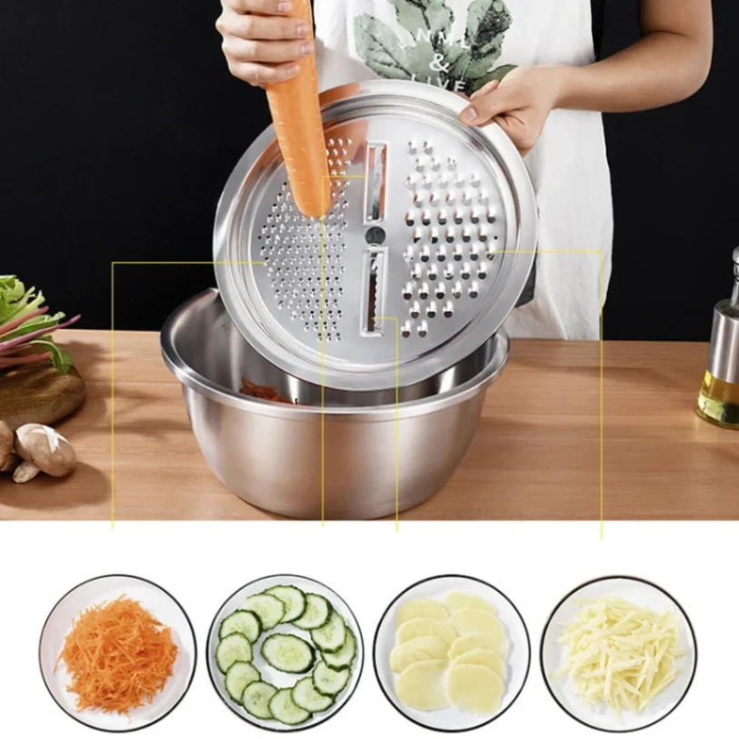 Stainless steel 3 in 1 vegetable cutter & drain basket 6