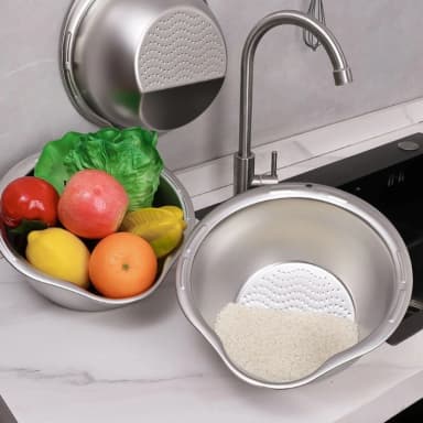 Rice Washer Strainer Bowl Stainless Steel Rice Washing Bowl Rice Sieve Colander Fruit And Vegetable Strainer Kitchen Tools