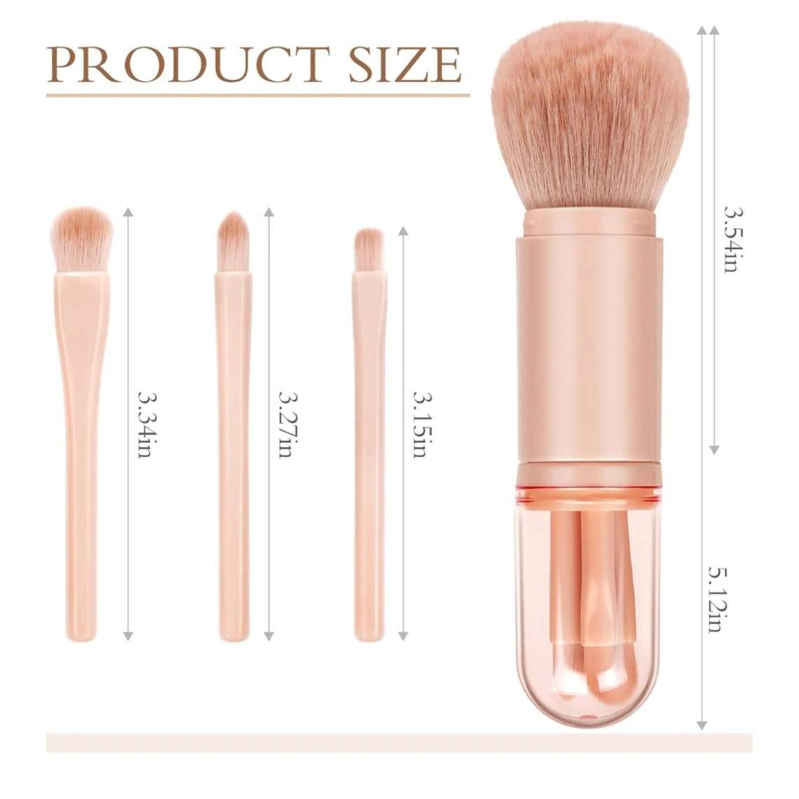 4 in 1 Makeup Brush Set, Professional Cosmetic Makeup Brushes-use Retractable Mini Facial Makeup Tool 6