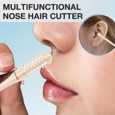 2-in-1 Nasal Hair Cutter | 360 Rotating Nose Hair Trimmer & Manual Ear Picker | Portable Double-Sided Nose & Ear Hair Trimmer