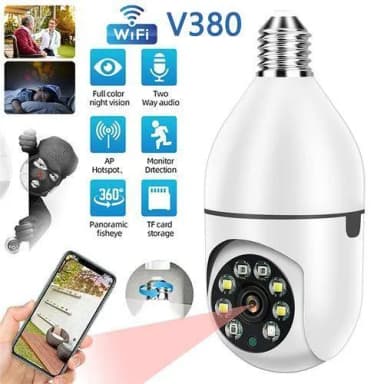 V380 Bulb System WiFi Security Camera, 1080P Wireless 360 Degree Camera