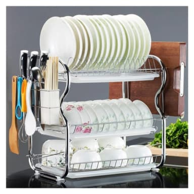 B Shape 3 Layer Stainless Dish Drainer Rack