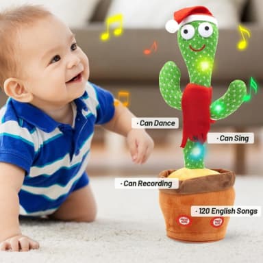 Rechargeable Dancing Cactus Toy Song Singing, Talking, Record & Repeating What You say Electric Cactus