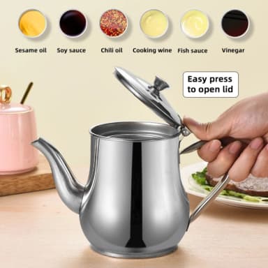 Stainless Steel Oil Strainer Pot Container Jug Storage Can With Filter Cooking Oil Pot Kitchen Large Capacity 32oz