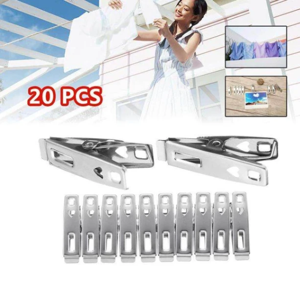 Stainless Steel Cloth Hanging Clips-20pcs, 20 Pcs Set Of Stainless Steel Cloth Clip For Drying Clothes 6