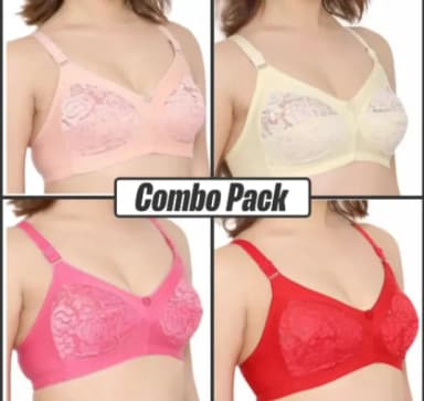 4 Pcs Best Quality Stylish & Stretchable Net Bra For Girls & good quality bra