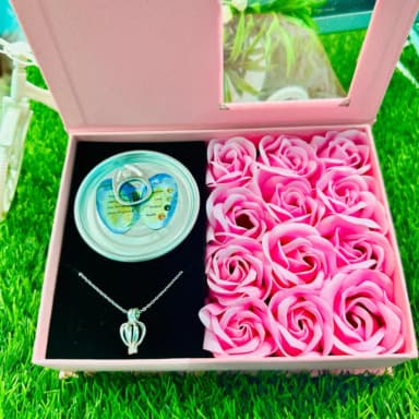 Love Forever Gift Box – Necklace & Rose Set for Special Someone