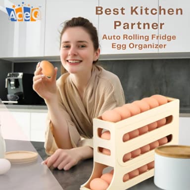 4 layer egg dispenser, Refrigerator Egg Storage 4 Layer Automatically Rolling Eggs Dispenser Space Save Egg Tray For Cabinet Restaurant Kitchen