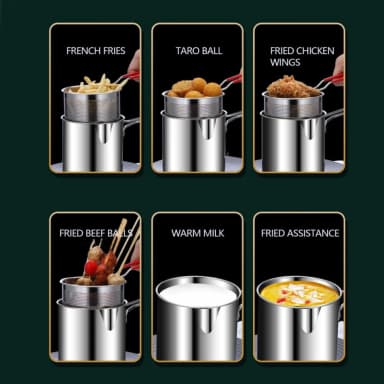 Deep Frying Pot 304 Stainless Steel Kitchen Fryer With Strainer Tempura Fryer Pan Chicken Fried Chicken Cooking Tools No Ratings