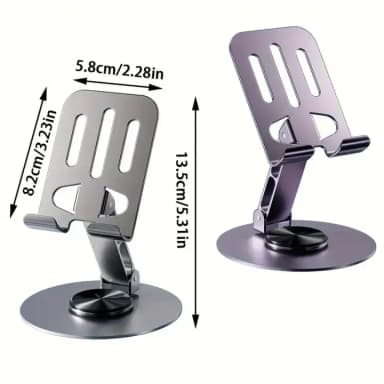 360° Rotating Full Metal Phone & Tablet Stand â Aluminum Alloy Adjustable Desktop Holder for Mobile Devices
