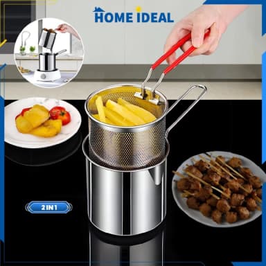 Stainless Steel Deep Frying Pot with Strainer Chicken Fried Pans Kitchen Cooking Tool