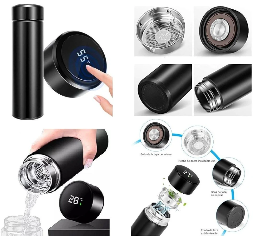 LED তাপমাত্রা প্রদর্শন সহ স্মার্ট থার্মস ফ্লাস্ক, স্টেইনলেস স্টিলের পানির বোতল LED টাচ ডিসপ্লে স্ক্রিন 3