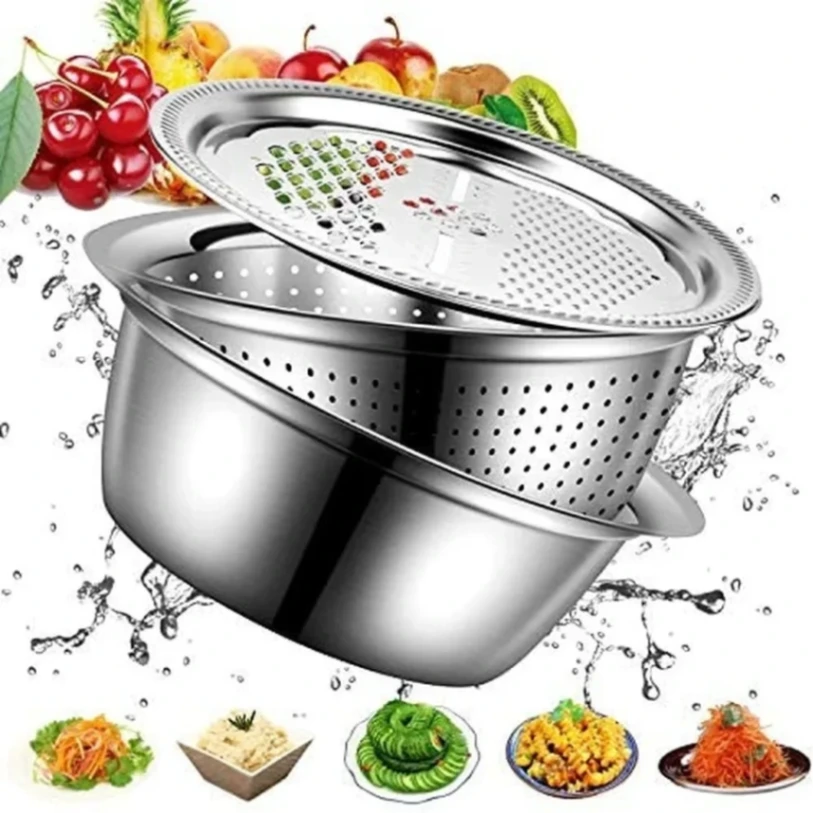Stainless steel 3 in 1 vegetable cutter & drain basket 5